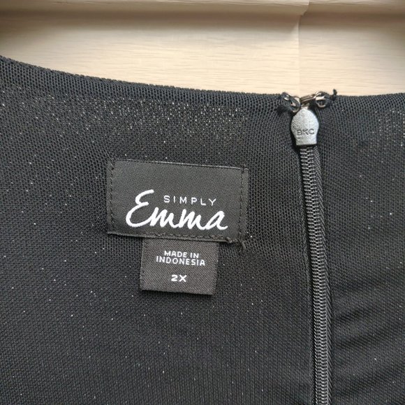 Simply Emma Plus Evening Cocktail Dress Metallic Sparkle Black Silver Wrap - Picture 10 of 12